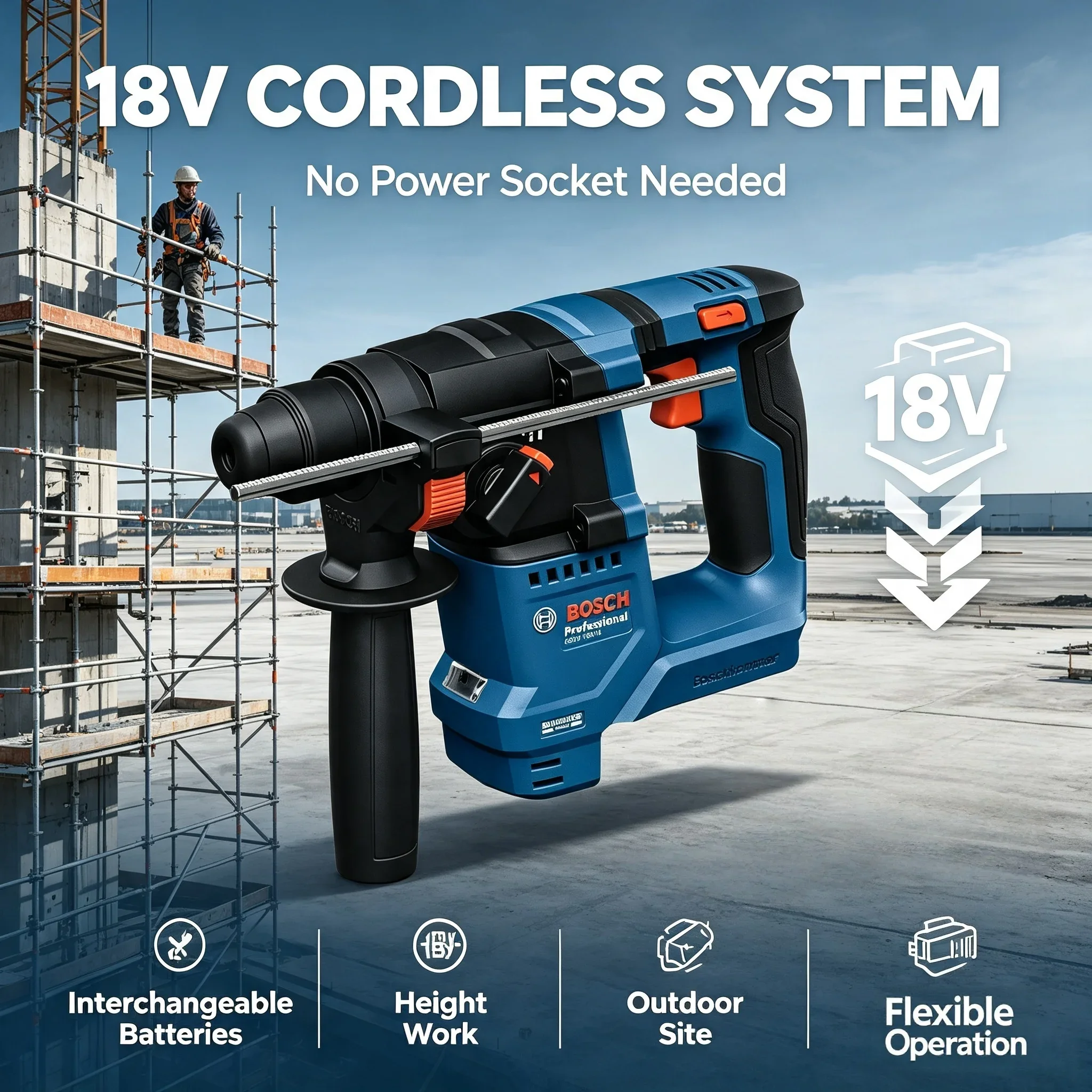 Power Tools Professional - مطرقة دوارة لاسلكية بدون فرشاة Bosch