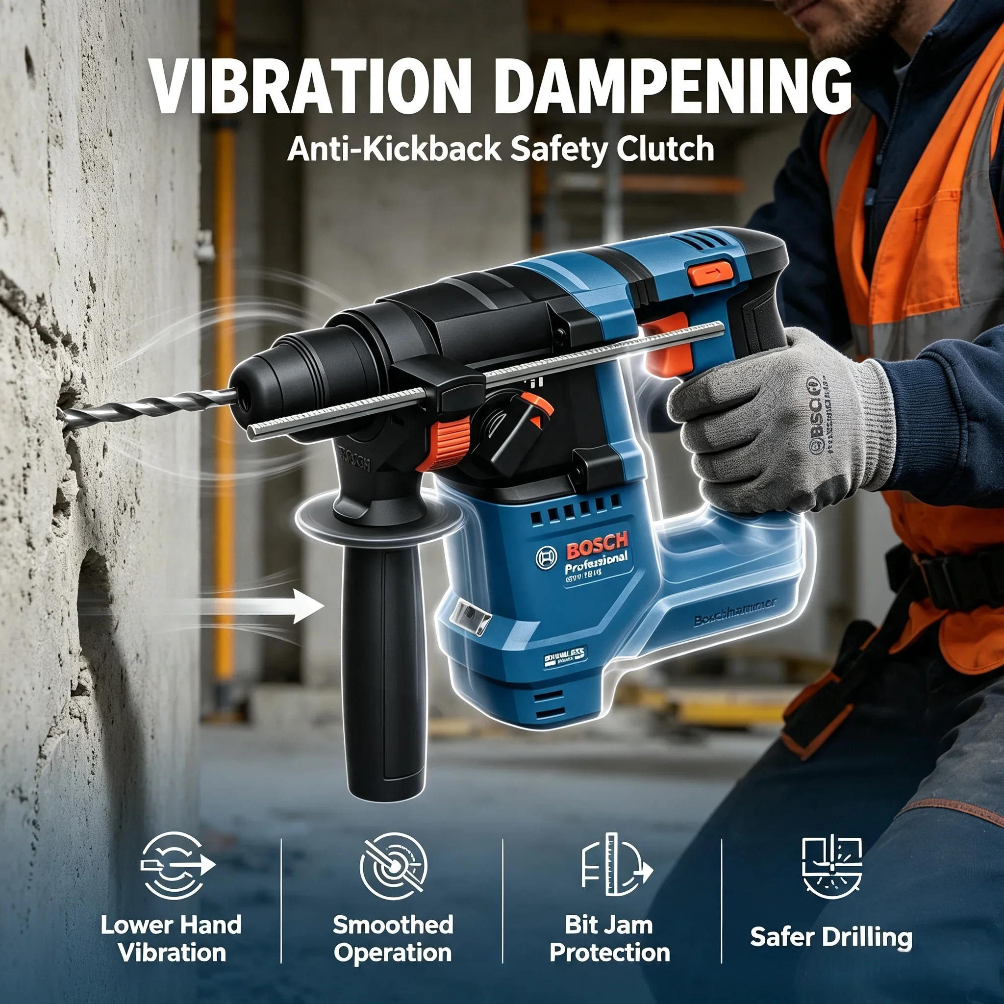 Power Tools Professional - مطرقة دوارة لاسلكية Bosch GBH 18V-18،
